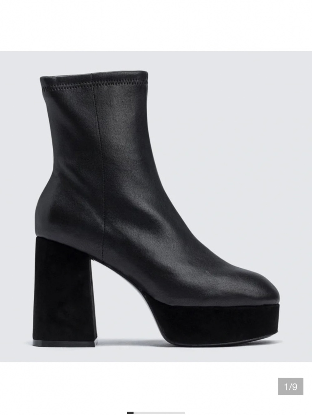 OPENING CEREMONY BLACK LEATHER PLATFORM CARMEN PULL ON ANKLE BOOTS 38